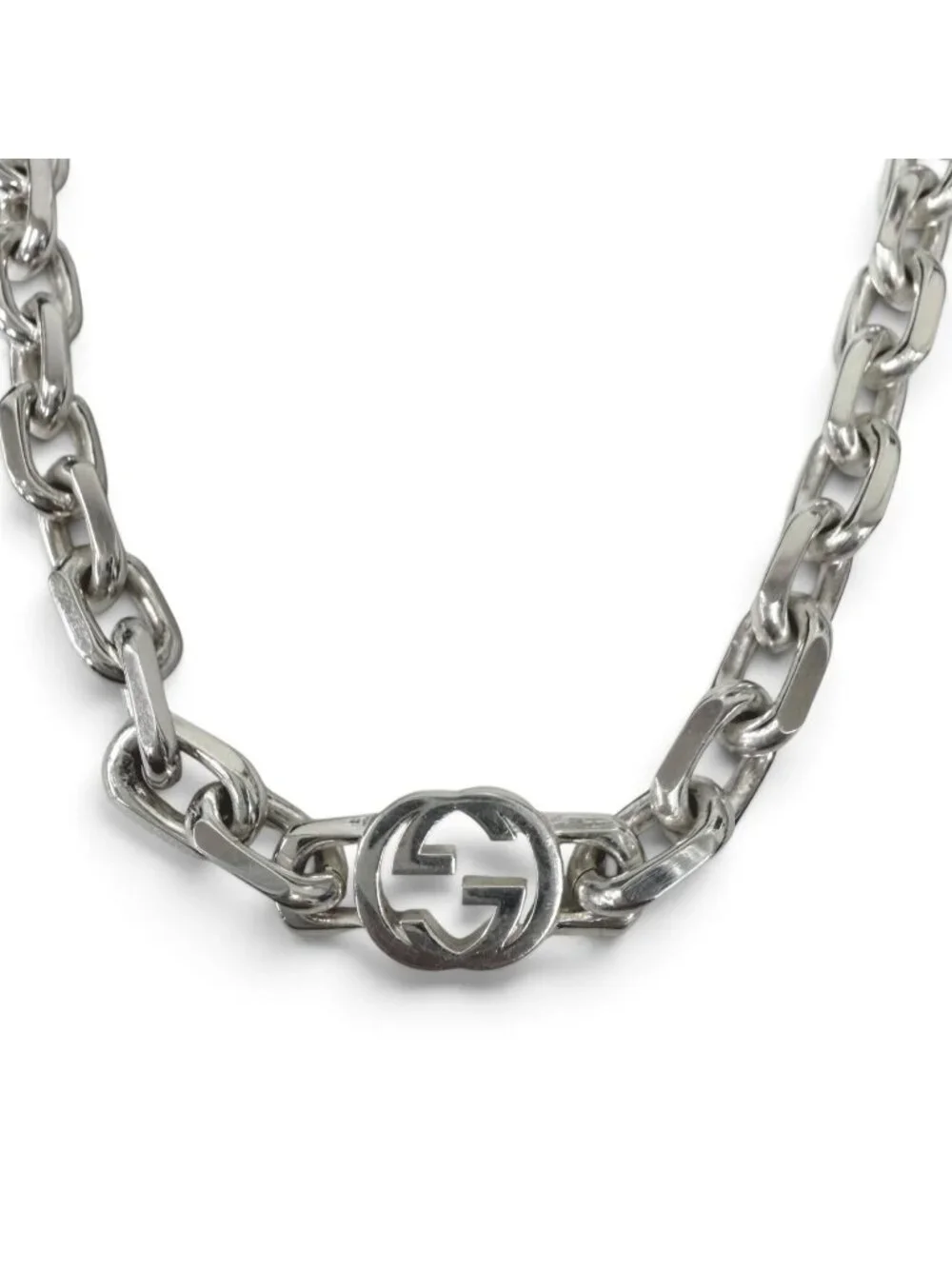 Gucci Interlocking Chain Necklace Silver